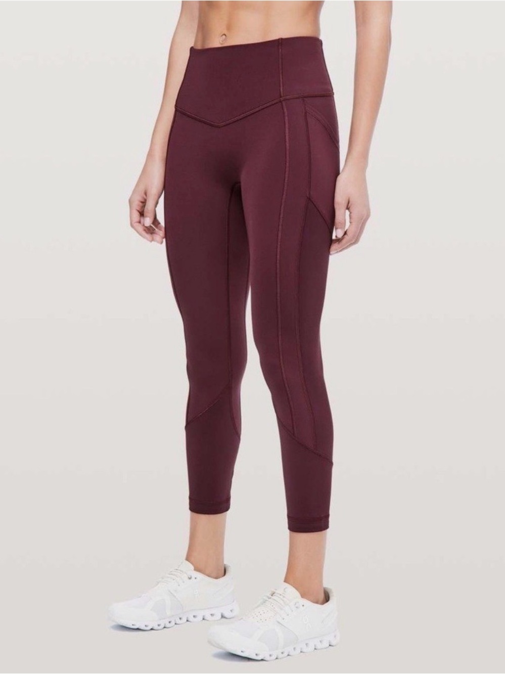 Lululemon All The Right Places Crop - Size 6 - 23" - Burgundy/Dark Adobe